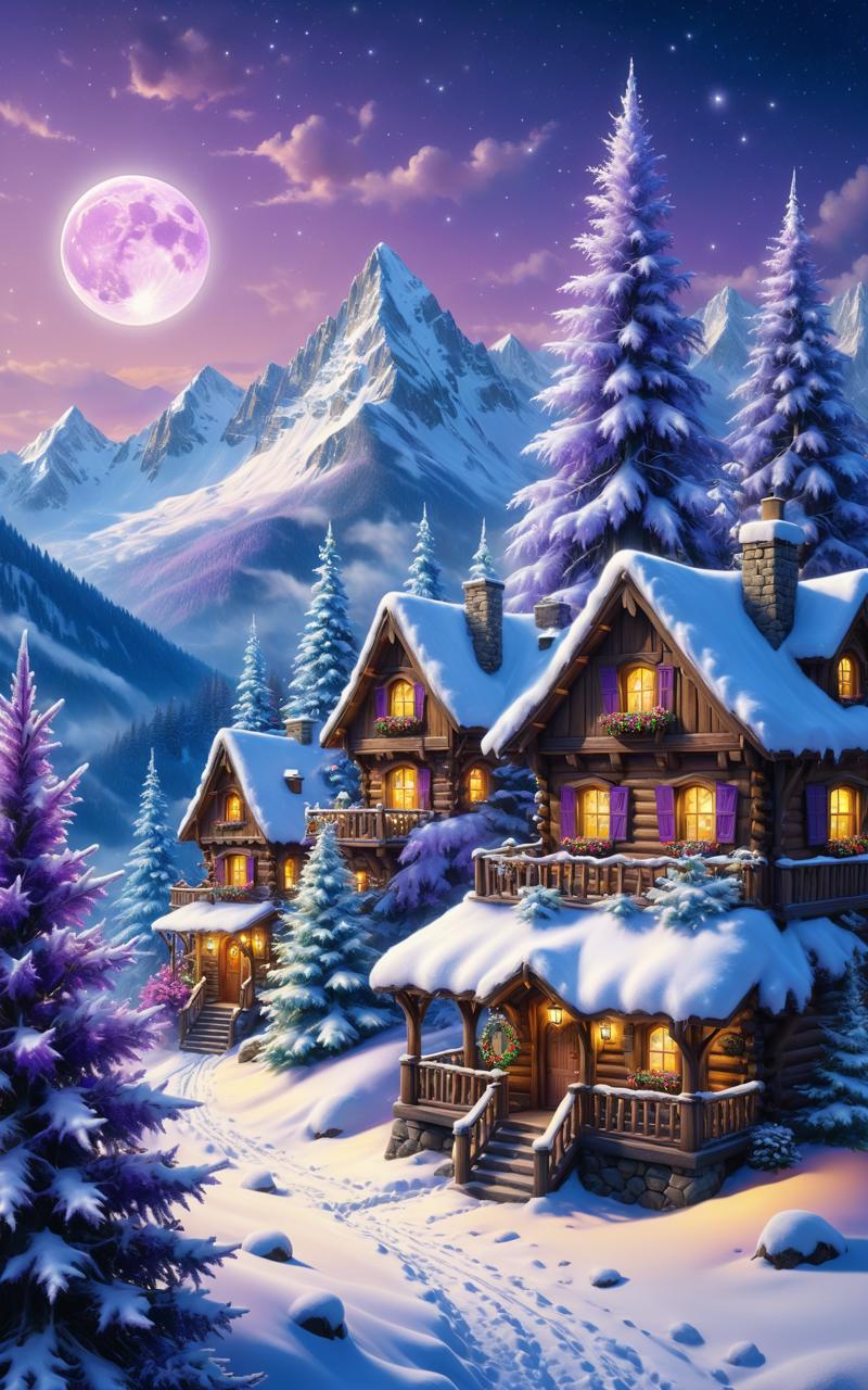 04001-258222376-Charming fairy tale village, snow-covered decorated christmas trees, warm inviting cabin, ultra sharp digital oil painting, snow.png